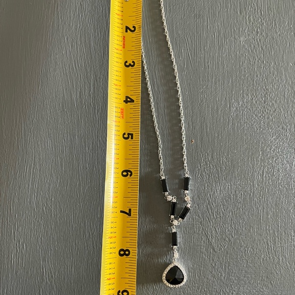 Black, cubic zirconia and silver statement necklace - Picture 3 of 6